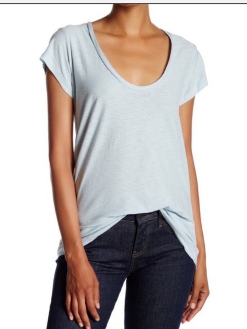 Standard James Perse Deep Scoop Neck Tee T-shirt Top Light Blue 1 (S)